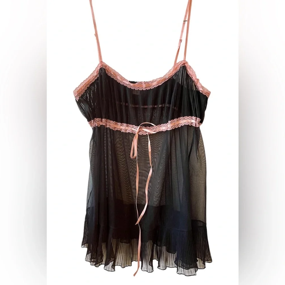 Victorias Secret Y2K Sheer Black Babydoll Lingerie Size Large - Picture 4 of 8